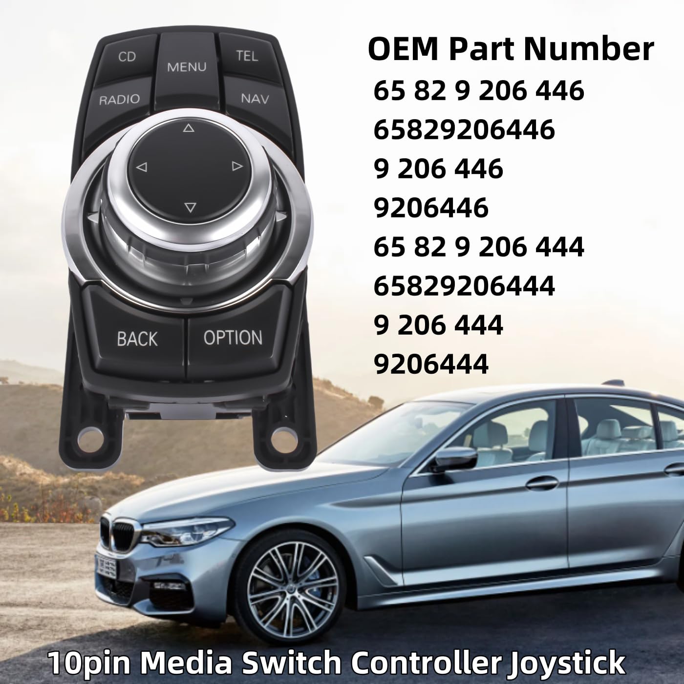 

10pin Media Switch Controller Joystick 65829206444 Replacement for BMW F01 F02 F04 F07 GT F10 F11 5 7 Series 2007-2013#65829206446 9206444 Mustrod