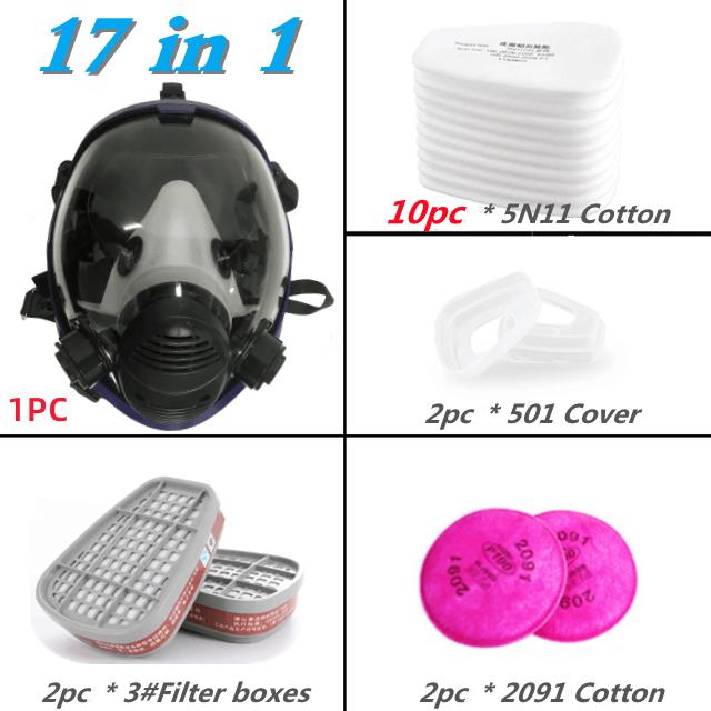 Chemical Mask 6800 15/17 In 1 Gas Mask Dust Respirator Paint Insecticide Spray Silicone Full Face Filter for Laboratory Welding