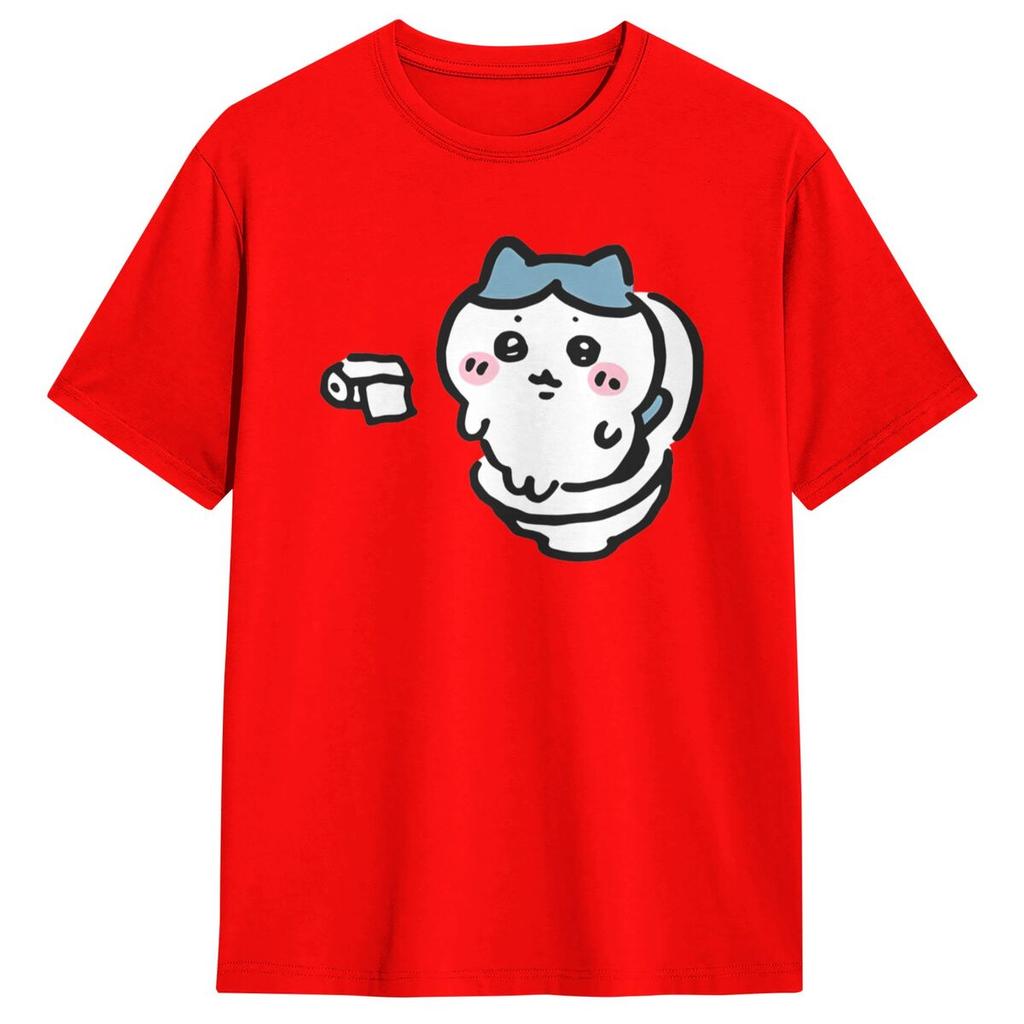 Hachiware On The Toilet Potty Chiikawa Usagi Poop Pooping Meme T Shirt T-Shirts Short Sleeve Cotton O Neck Oversize Clothing