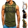 Men's Hooded Tank Tops Gym Workout Training Hoodies Sleeveless Bodybuildng Muscle Cut Off T-Shirt