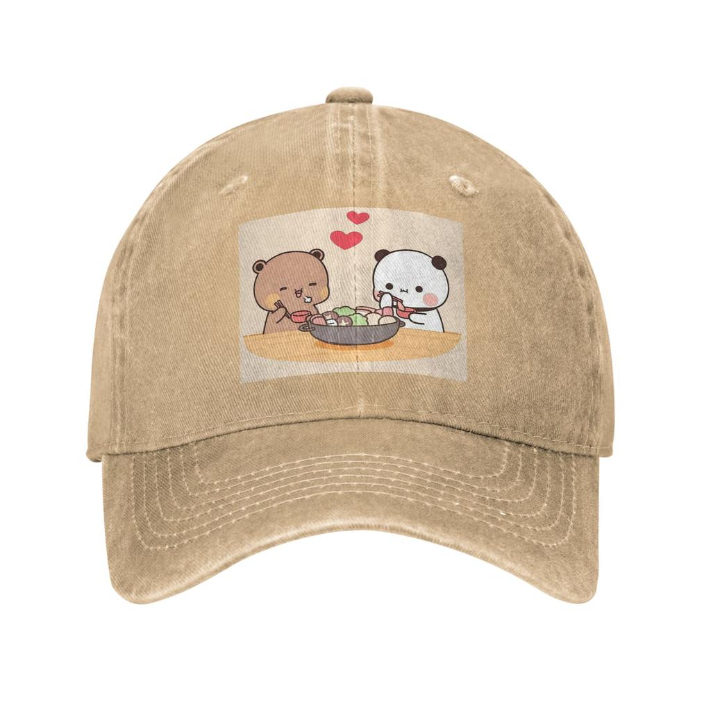 Bubu Dudu Pandabjörnar Tecknad Denimkeps Casual Basebollkepsar Justerbar Hatt Sommar Unisex Basebollkepsar