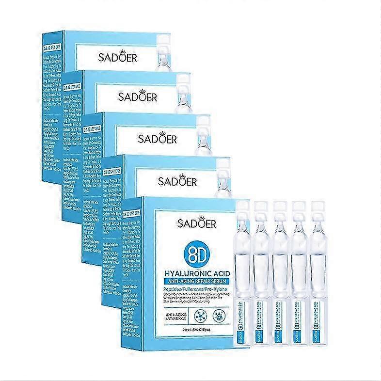 5boxes Hyaluronic Acid Serum Microneedling Serum For Face, Hyaluronic Acid Anti-aging Repair Serum (1.5ml*15pcs/box)