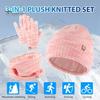 3 Pcs/Set Children Hat Scarf Glove Set Thickened Plush Knitted Anti-slip Windproof Keep Warm Girls Boys Outdoor Neck Cover Gloves Beanie Set