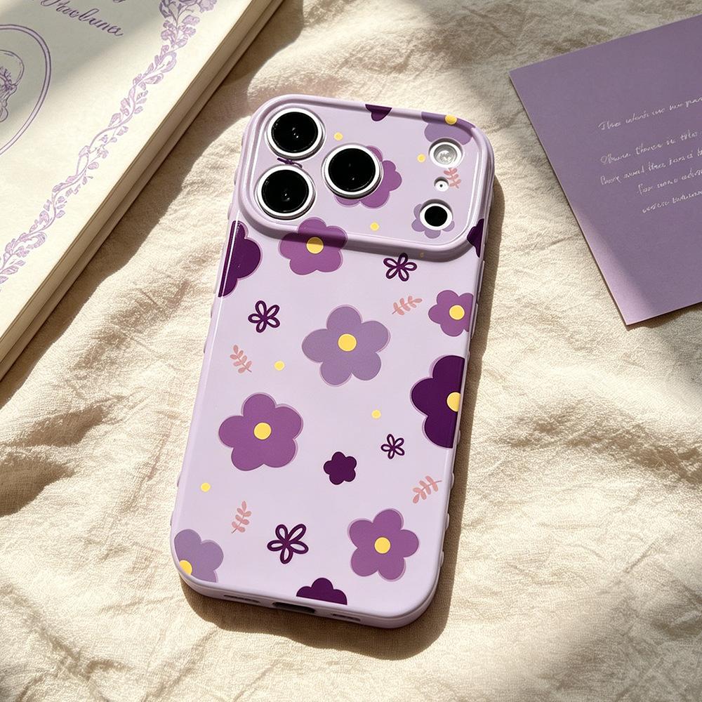 Purple Flower Applies To Apple 17 Protective Case Niche Creative 17Promax Mobile Phone Case New Anti-drop iPhone