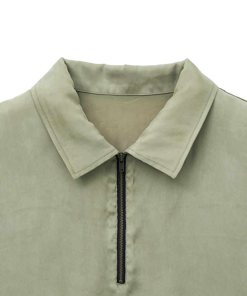 NOIRER Fluid Half Zip Polo Shirt (Pale Green)