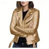 Womens Short Biker Jacket with Zipper and Button Detail Multiple Colors