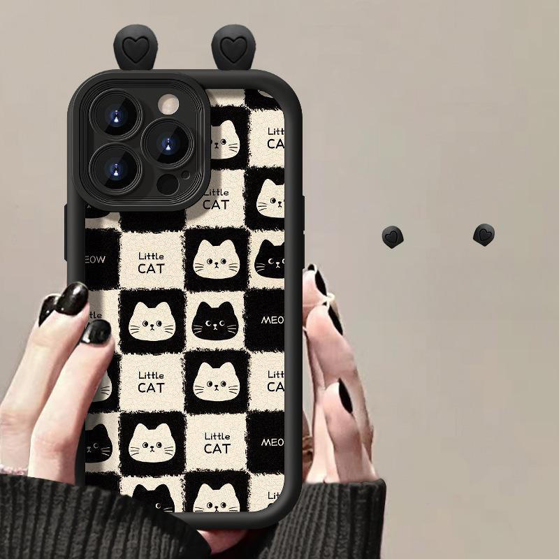 

Підходить для Xiaomi 14/13pro Чохол для мобільного телефону Note12/11 Тривимірний патч кота Redmi K70 Силікон Шкіра ягняти Redmi Note 13