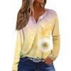 Women's Fashion Casual Floral Print V Neck Long Sleeved Button Up T Shirt Top Long Sleeved Top