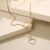 Retro Hollow Heart Pendant Necklace - Simple Y-Shaped Clavicle Chain