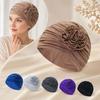 Double Layer Headscarf Hat 3D Flowers Headband Hat Simple Chemo Headwear Hat  For Women