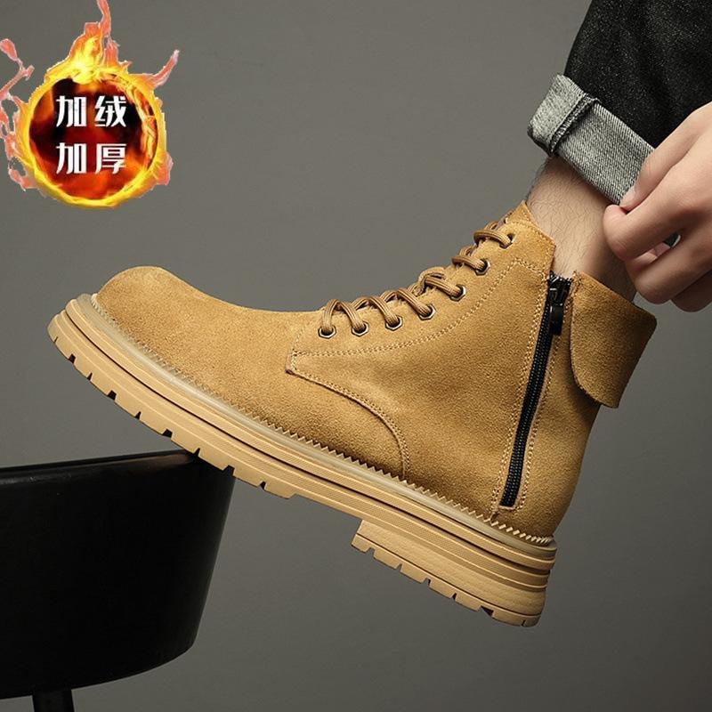 

Tooling boots men s autumn and winter outdoor Martin boots men s popular big-headed versatile big yellow boots turned fur retro men s boots 44