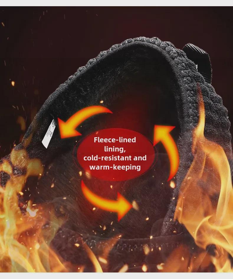 Xuheng Men's Winter Corduroy Warm Plus Velvet Low-Top Outdoor Cotton Shoes