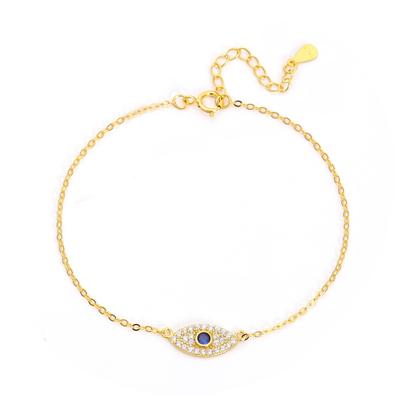 S925 Silber Nazar Amulett Halsketten- und Armband-Set mit blauem Auge