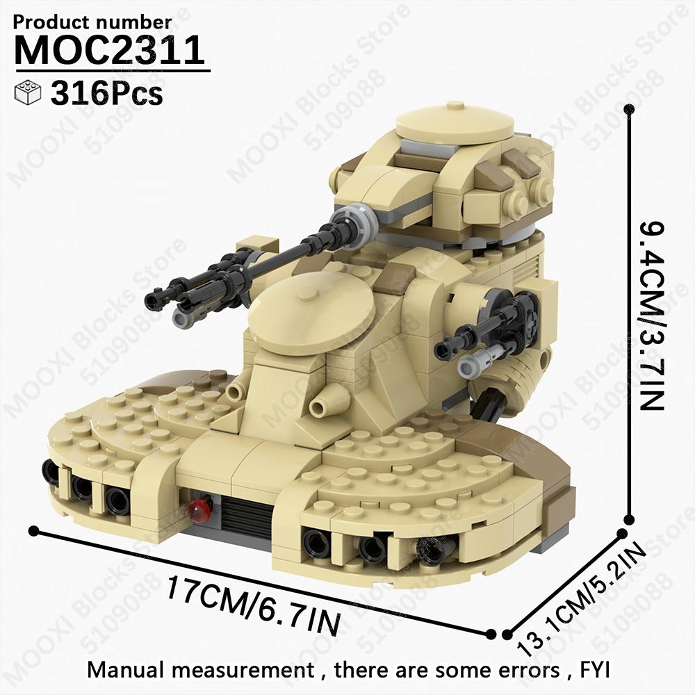 MOOXI Star Wars Mech Veicolo Cannone Carro Armato Armi Nave da Trasporto Soldati Modello Mattoncini Fai da Te Blocchi da Costruzione Assemblati Giocattolo per Bambini