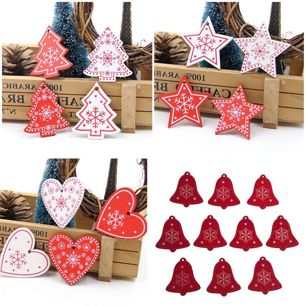 10pcs/set Gift Hanging Embellishment Party Supplies Wooden Tag Christmas Tree Ornament Star