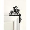 Easter Bunny On Bicycle Wooden Door Frame Decoration, Black - Suitable For Door And Window Corners, 5 Styles Available, 1 Pc