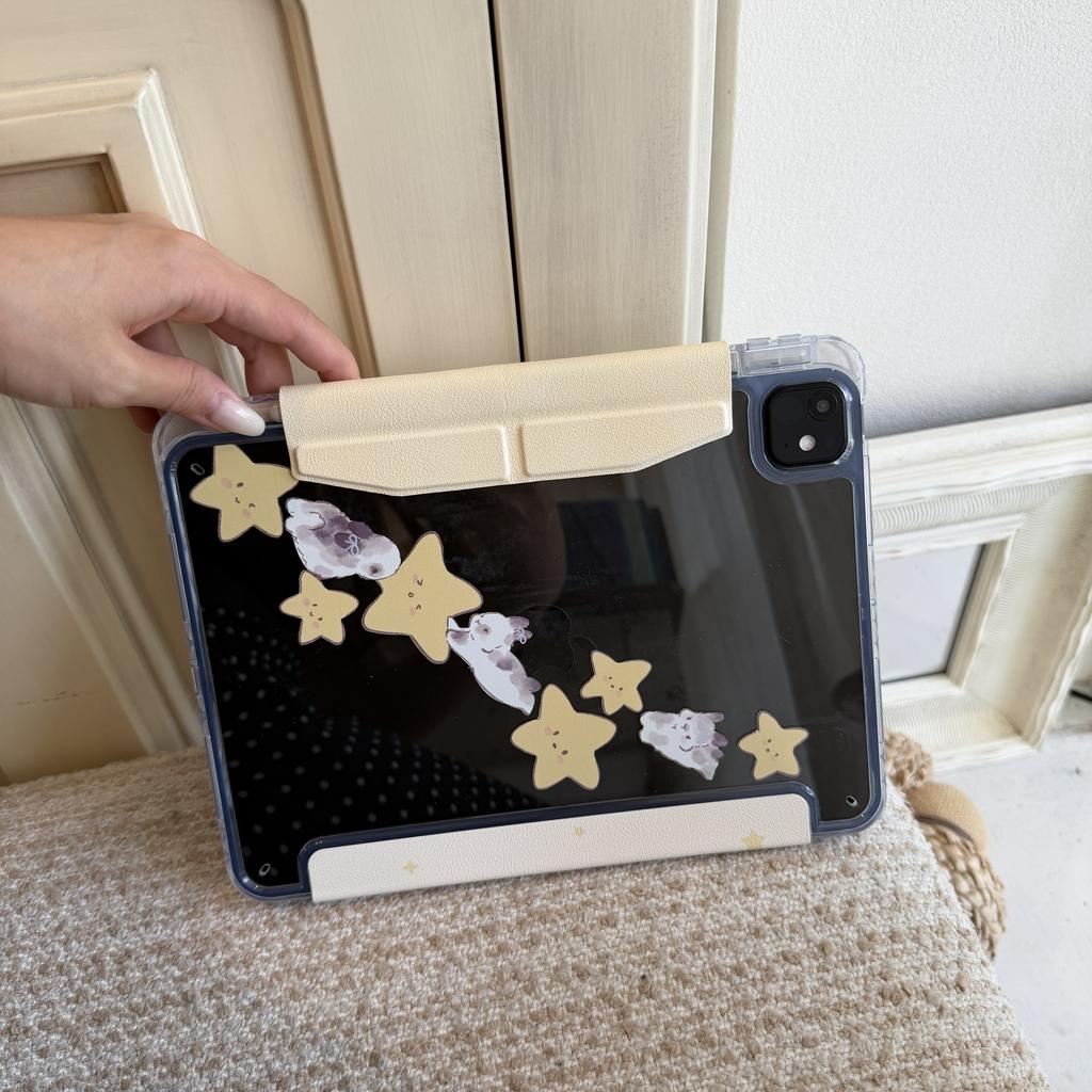Simple Little Star Rabbit Case For iPad Air8 Air7 13th 11th 10th A16 9th Cover iPad Pro11 4 5 10.9in 12.9" M5 M2 M3 M4 Mini7/6 for Apple Pencil Holder