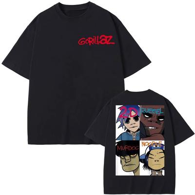 Gorillaz Band Face Arts Graphic Tshirts Men Women Clothing Retro Street High Quality T Shirts Fashion Comfort Hip Hop Tshirt