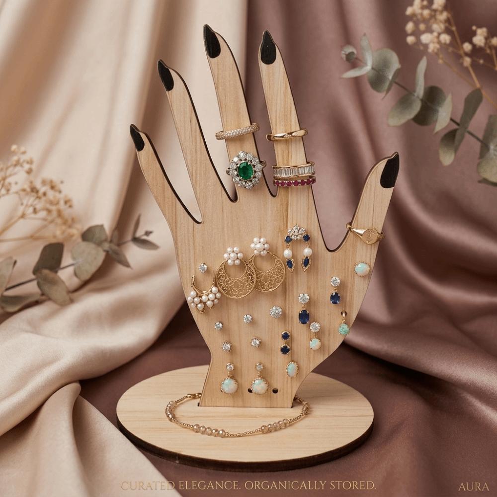 Lightweight Hand Shaped Ring Display Stand Compact Size Jewelry Storage Holder Holiday Gift