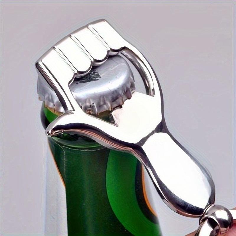 Heavy Duty Stainless Steel Bottle Opener Keychain ,One Touch Lever Mechanism, Ergonomic Grip Design, Rust Resistant , Durable for Home, Bar, Party