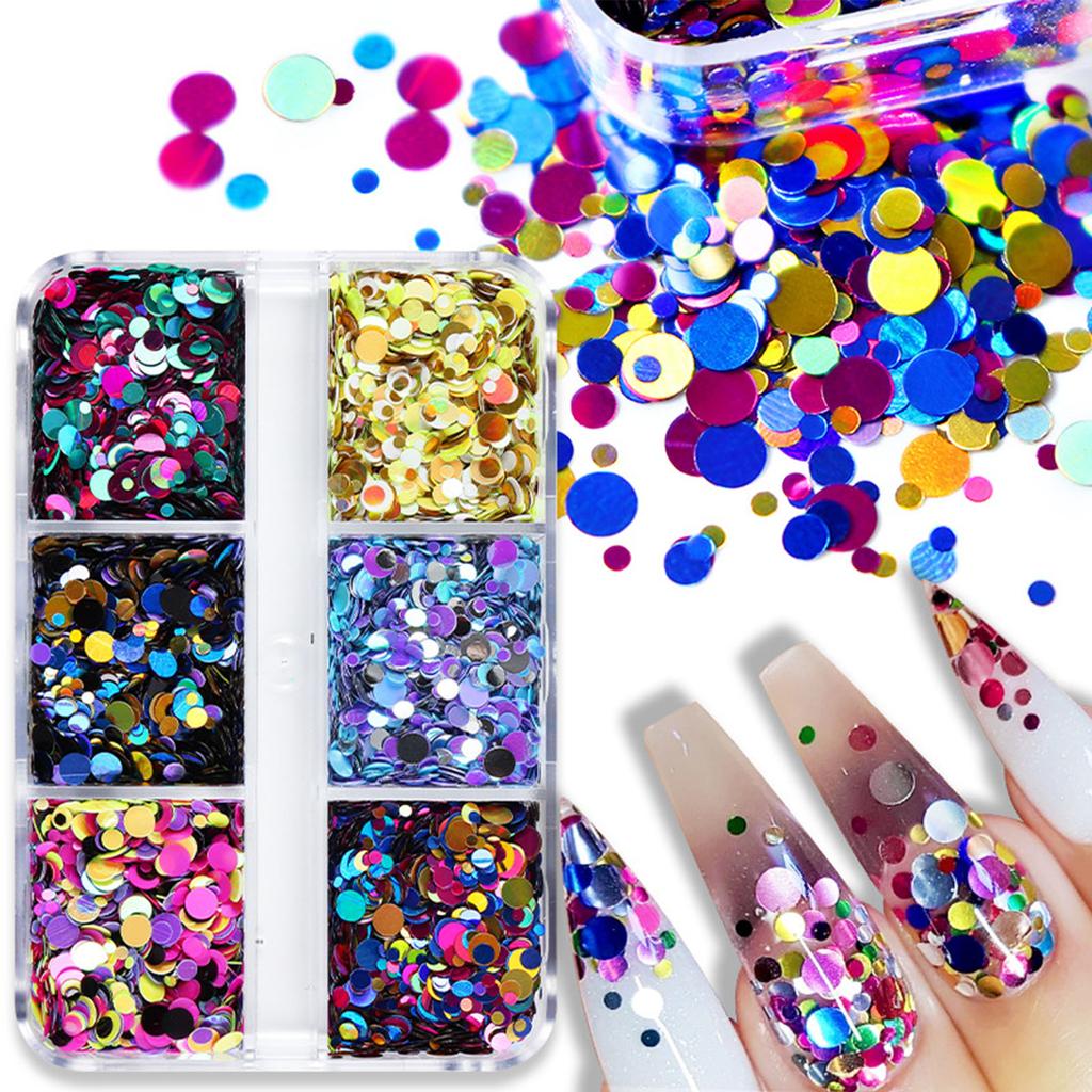 Shiny Nail Sequins Nail Art Flake Nail Glitter Paillette Mixed Round Thin Shining 3D Nail Art Stickers Nail Art Decor