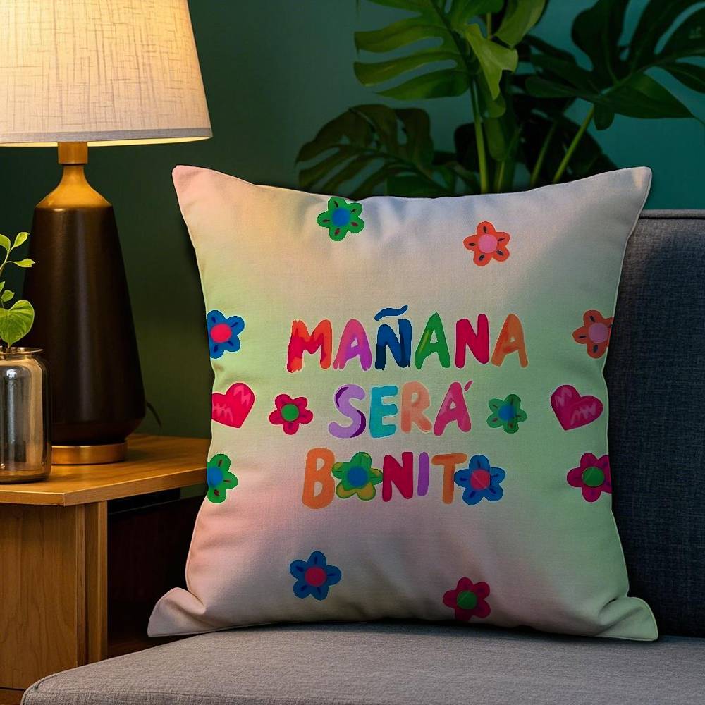 Cartoon Manana Sera K-Karol G Pillow Case Sofa Living Room Bedroom Double-Sided Printing Square Cushion Nap Time Pillow Case