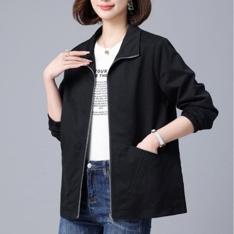 

Autumn 2025 Fashionable Loose Fit Casual Jacket for Middle-Aged Women 4XL (recommended 165-180 jin) чорний