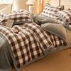 Winter Milk Fleece Bedding Set Thick Coral Sheet Modern Minimalist Style Geometric Plaid