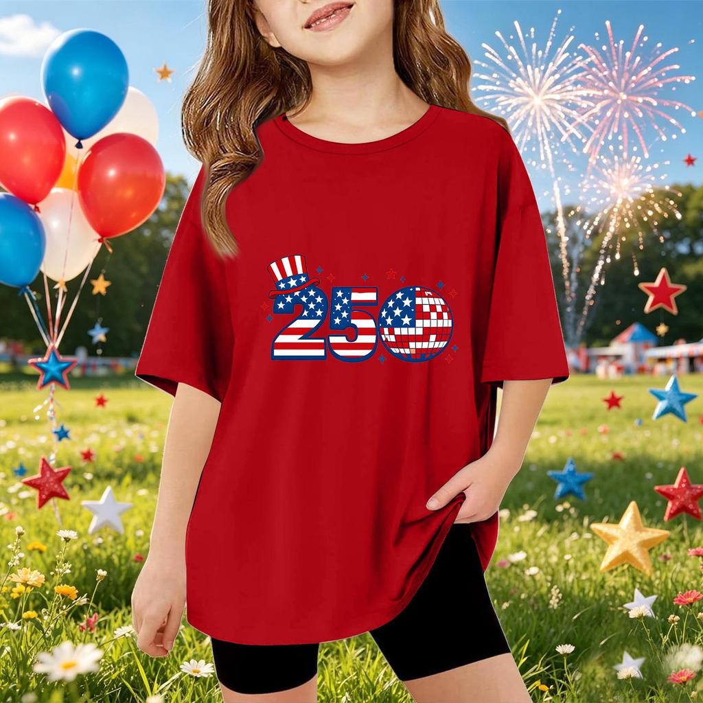 Kids Short Sleeve T Shirt Casual Loose Fit Top Graphic Print 250 Design Comfortable Cotton Blend Fabric Suitable for Everyday Wear
