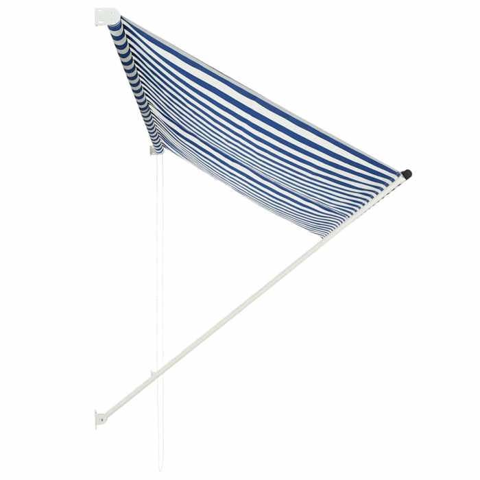 VidaXL Retractable Awning 250x150 Cm Blue and White Garden Sunshade Awning 143748