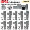 1-10set PVC Pool Filter Pump Adapter for 32mm Pipe Hoses Connector Part Pool On/Off Plunger Valve Leak Proof Replacement Outdoor
