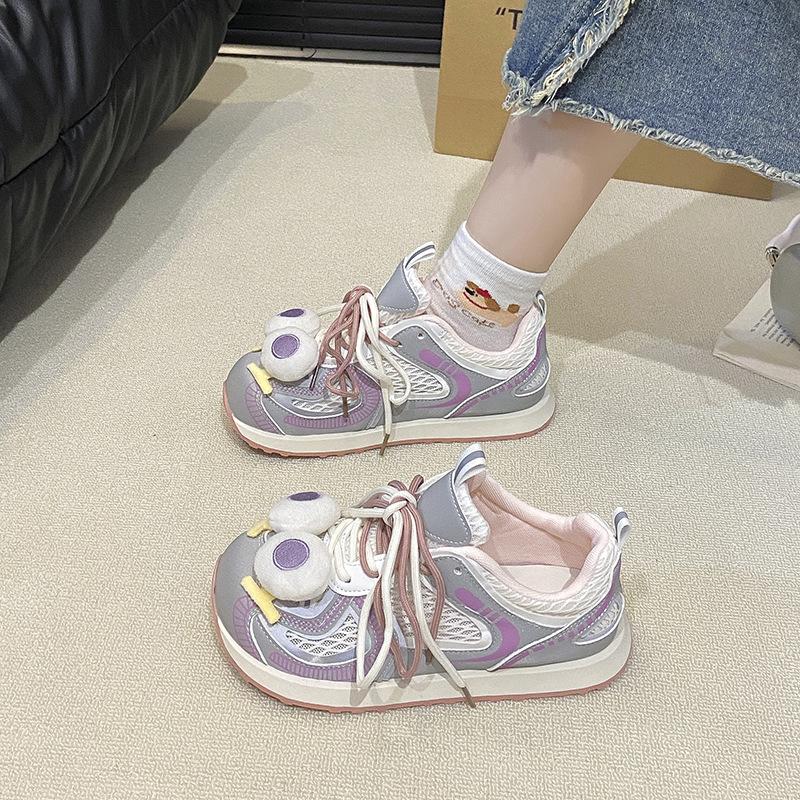 

Summer thin popular thick-soled dad shoes women s new 2025 super fire breathable German training shoes mesh sports and leisure shoes 40 розовый