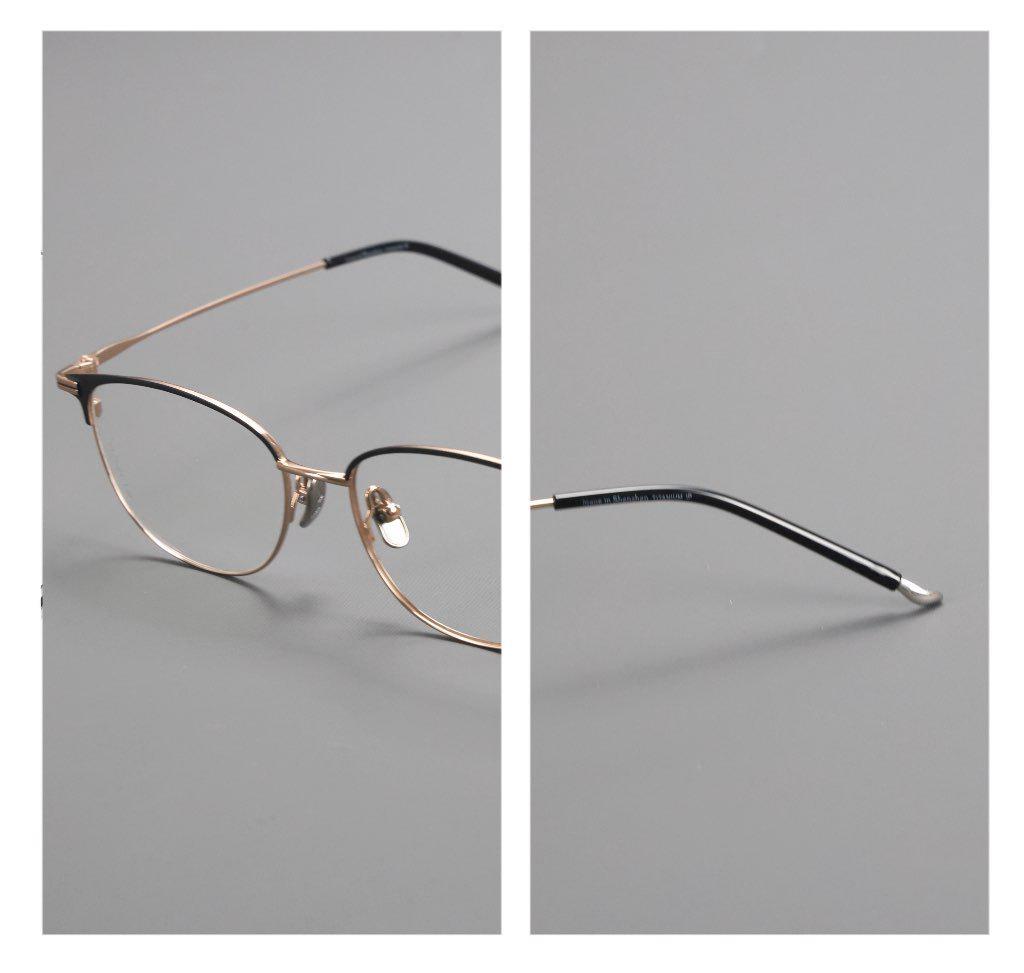 Women's Fashionable Pure Titanium Myopia Glasses Frame, Thin Eyebrow Design - Fits Prescription Lenses, Style 8125