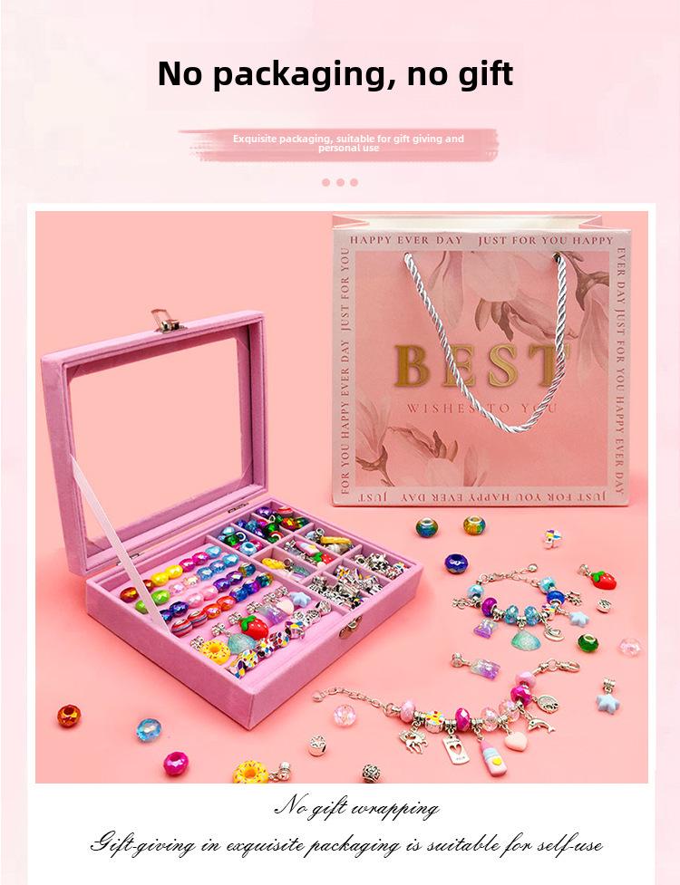 66-Piece DIY Jewelry Box Set: Colorful Nine-Square Handmade Bracelet Kit for Girls
