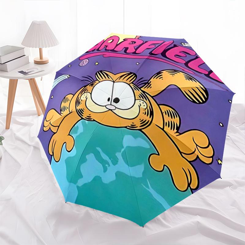 1pc Garfield s Cosmic Adventure Automatic 3-Fold Cartoon Umbrella Design, Cute Cartoon Pattern, Portable Outdoor Umbrella, Perfect, Holiday Gift