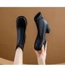 Black Women's Slimming Martin Boots - 2025 Autumn/Winter Fleece-Lined Chunky High Heel Ankle Boots