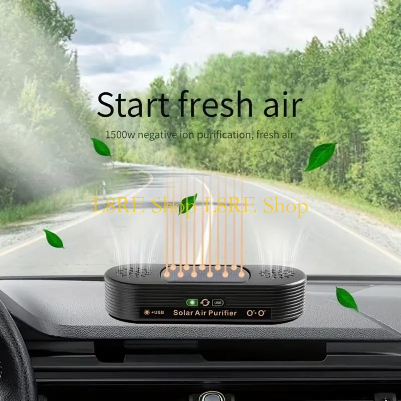 L8RE Solar/USB Car Air Purifiers Fresher Air Odor Removal Smokes Odor Removal Plastic