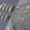 Christmas Nail Gold Snowflake Bowknot Snowman 3D Self Adhesive Nail Art Stickers Rhinestone 5D Embossed Reliefs Manicure Decals