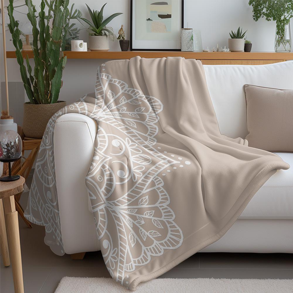 Soft Fleece Blanket with Mandala Pattern Cozy Throw Blanket for Sofa Bed Living Room Bedroom Decorative Throw Blanket