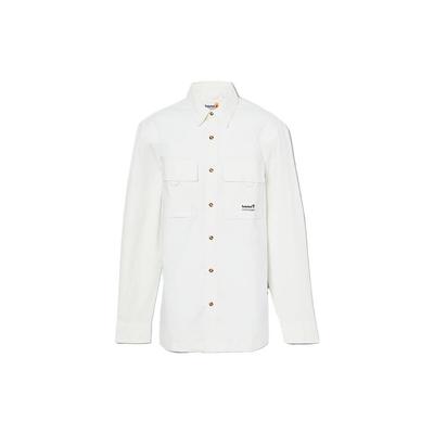 Solid Color Polo Collar Single Breasted Long Sleeve Shirt Men Shirts White A6RC9-CM9