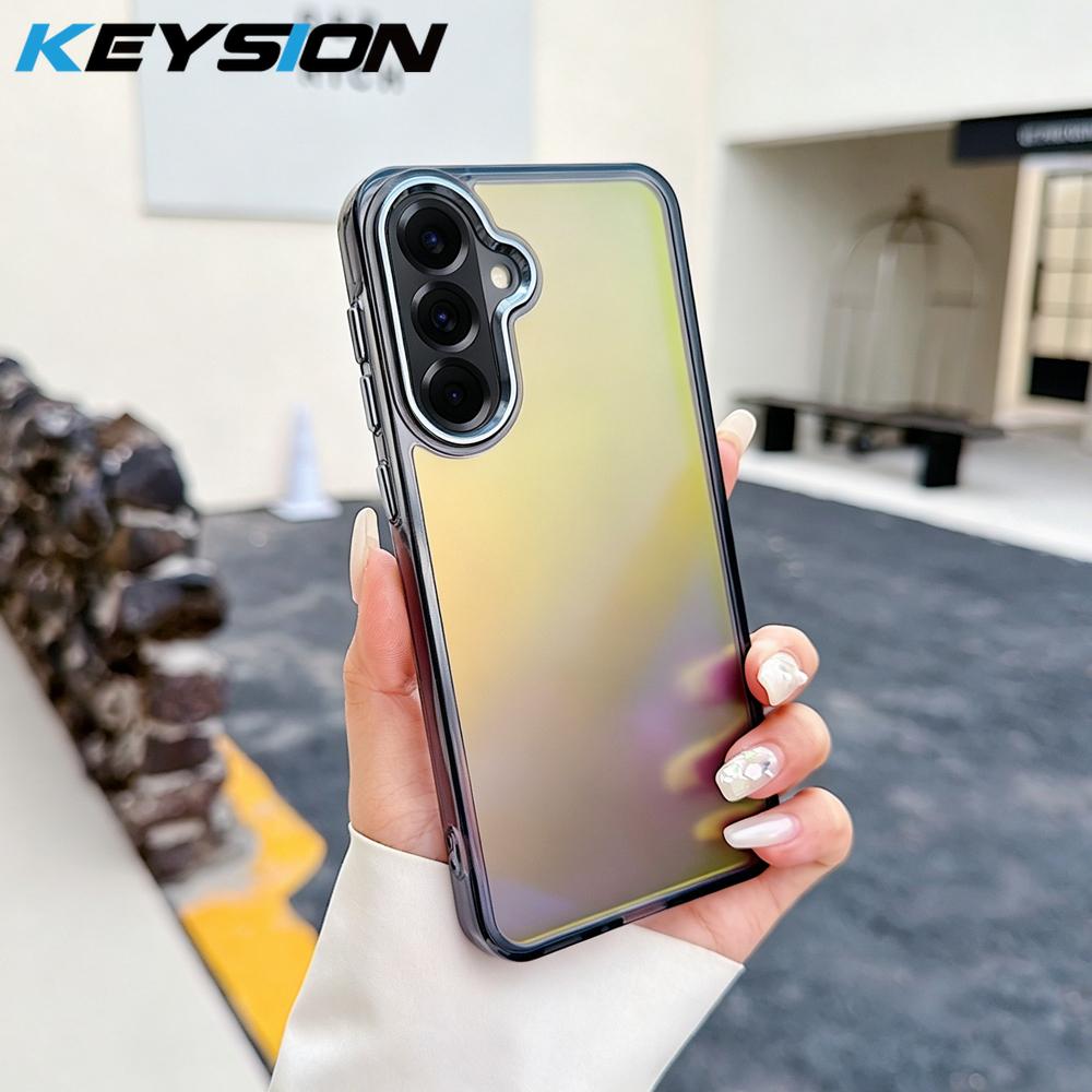 

KEYSION Fashion Laser Gradient Colorful Phone Case for Samsung A17 5G Soft TPU+PC Shockproof Back Cover for Galaxy A17 4G for Samsung A17 чёрный
