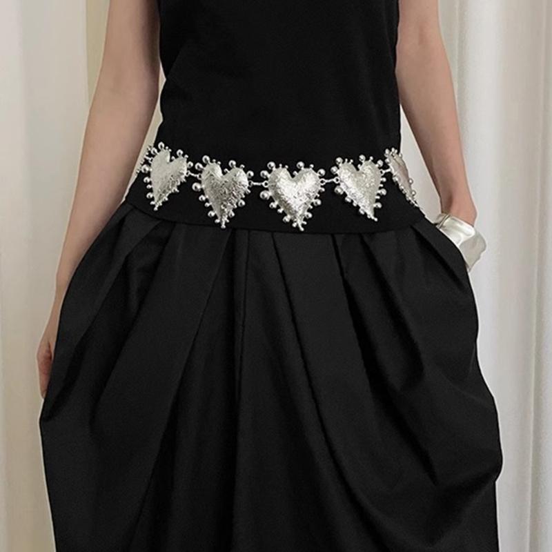 Gothic Waist Belt Stylish Seashells Heart Waist Chain Belt Elaborate Chain Belly Chain for Dress Cowboy Belt Waist Chain