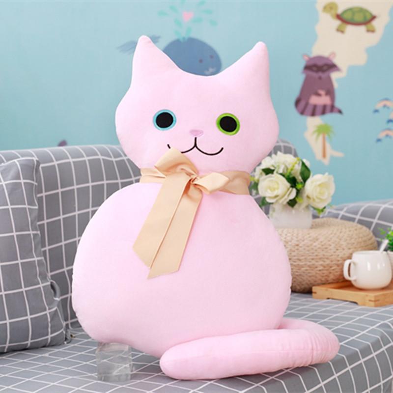 53cm Kawaii Long Tail Cat Plush Toys Stuffed Cute Animal Cat Doll With Bowknot 4 Colors Soft Pillow