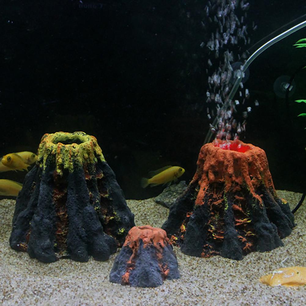 קישוטי הר געש מלאכותיים משאבת חמצן אבן בועות אוויר ערכה קישוט סימולציה לאקווריום מיכל דגים