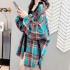 Autumn Lazy Style Loose Plaid Shirt Jacket Women's Design Retro Top