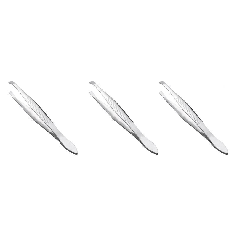 3X Silver Tone Slanted Flat Tip Metal Hair Eyebrow Tweezer Cosmetic Tool For Lady-B61B серебряный