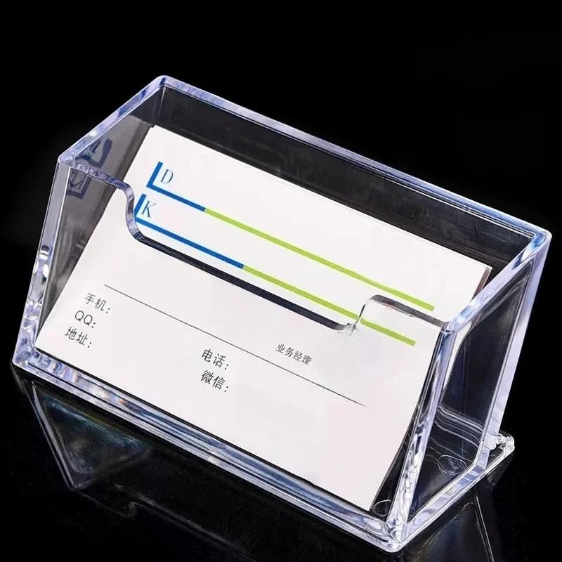 Transparent Business Card Holder Acrylic Display Stand Box Desk Storage Shelf Plastic Desktop Place Card Holder Office Supplies