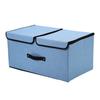 Foldable Cotton & Linen Double-Lid Storage Box with Handle for Clothes and Pants