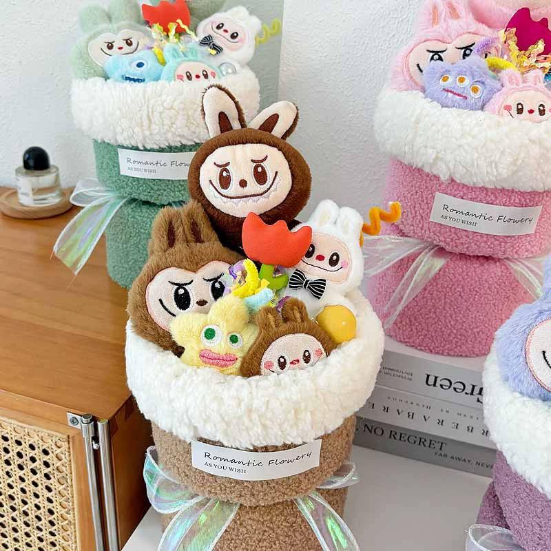 1 Bunch with Light Strings Creative Valentine's Day Gift Cartoon Child Birthday Cute Doll Bouquets Girlfriend Greeting Card