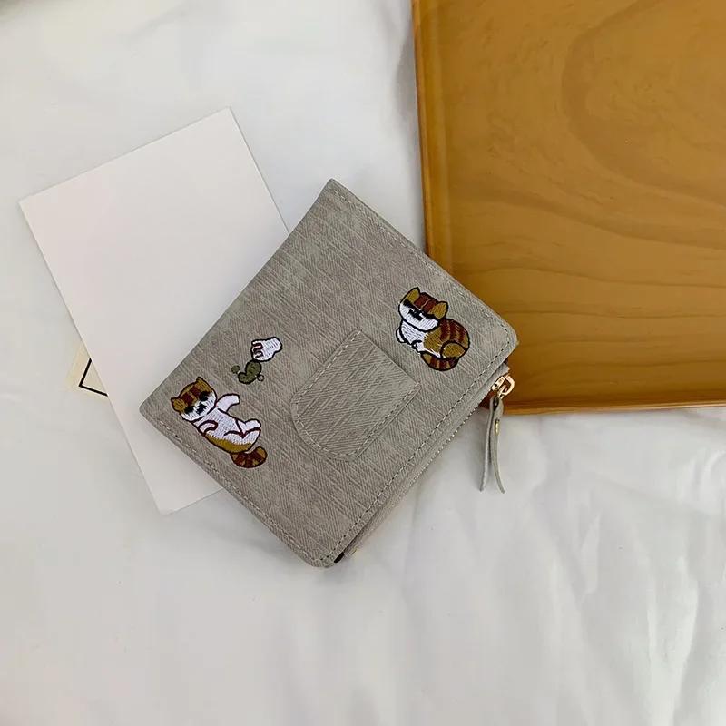 Кошелек для девочек, милый модный складной кошелек, сумка для карт, милый кошелек для женщин, кошелек для монет серый
